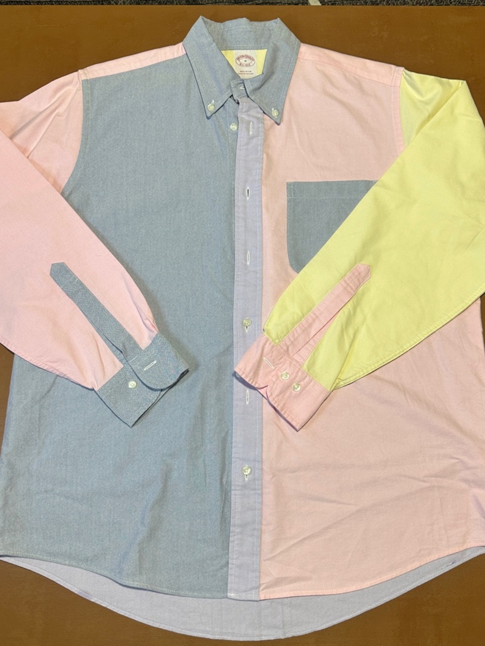 Brooks Brothers Pastel Colorblock Button-Down Shirt - Blue, Pink, Yellow